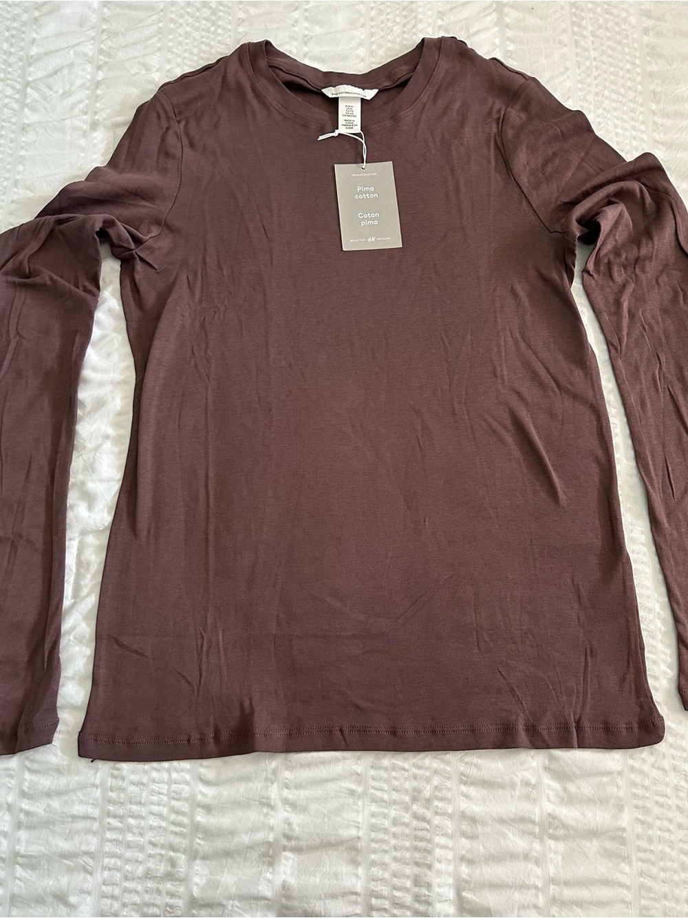 Women’s Long Sleeve Crewneck Top - Dark Brown XL